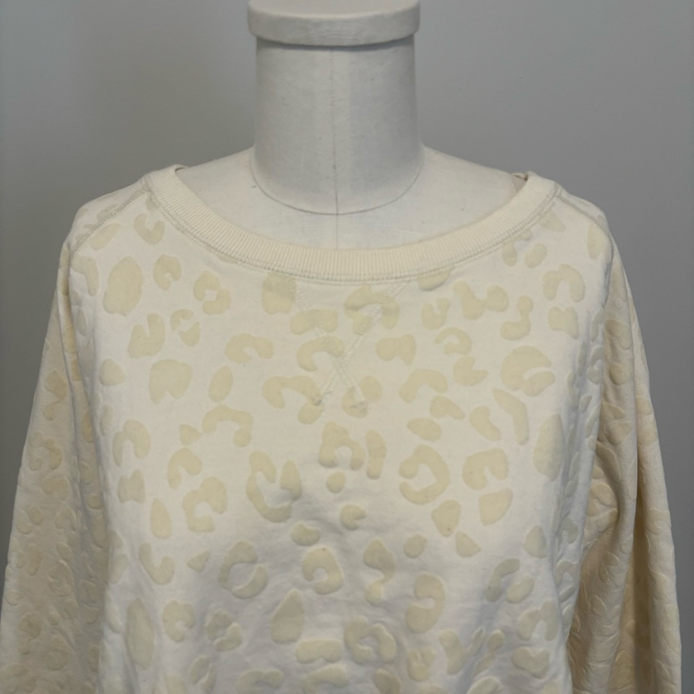 Jackson Rowe Arose Sweatshirt Cream Leopard Print Tie Front Cotton Sweatshirt - Picture 4 of 15